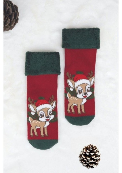 3 Çift Unısex Hediyelik Yeniyıl Temalı Çocuk Soket Havlu Çorap