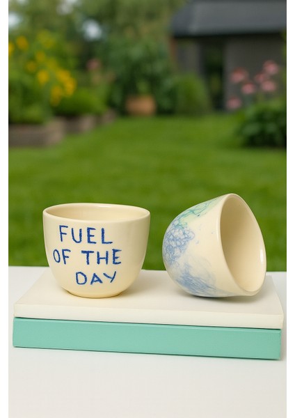 Her Güne Sanatla Başla – El Yapımı ‘fuel Of The Day’ Seramik Kupa Seti (2’li) modelleri