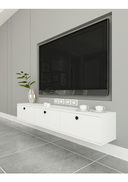 Miralay Tv Ünitesi Duvara Monte | Beyaz - Beyaz modelleri