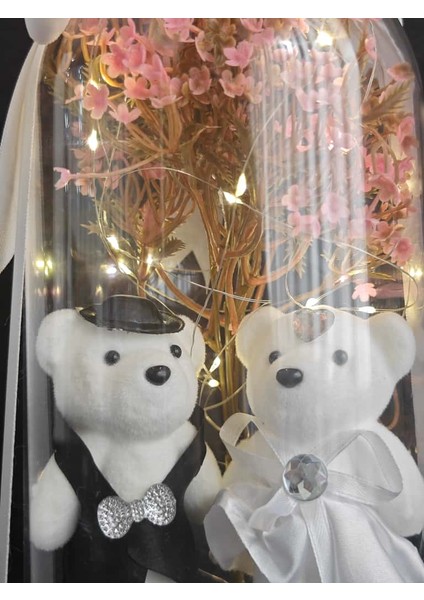 🌟 Romantik Gelin Damat Fanus | LED Işıklı Dekoratif Hediye | Sevgililer Günü, Düğün, Yıldönümü, Anneler Günü Için Özel Tasarım fiyatları