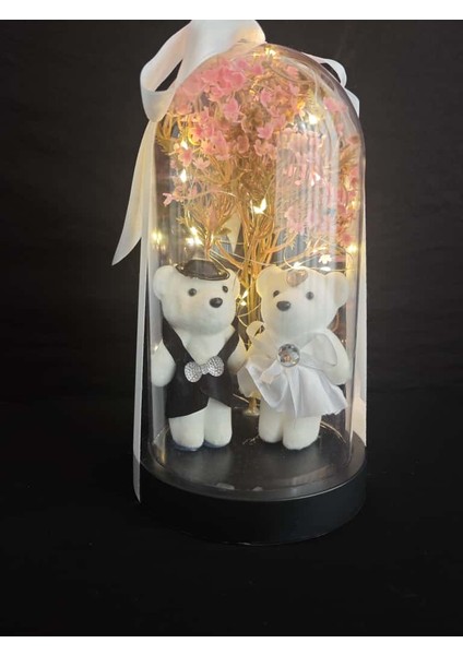 🌟 Romantik Gelin Damat Fanus | LED Işıklı Dekoratif Hediye | Sevgililer Günü, Düğün, Yıldönümü, Anneler Günü Için Özel Tasarım modelleri