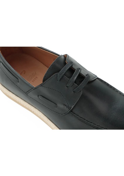 Hakiki Deri Siyah Casual Erkek Ayakkabı Bağcıklı - 4157