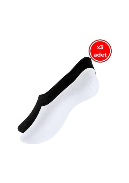 6'lı Unisex Babet Çorap, 35-38, %80 Pamuk, Siyah- Beyaz