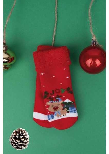 3 Çift Unısex Hediyelik Yeniyıl Temalı Çocuk Soket Havlu Çorap