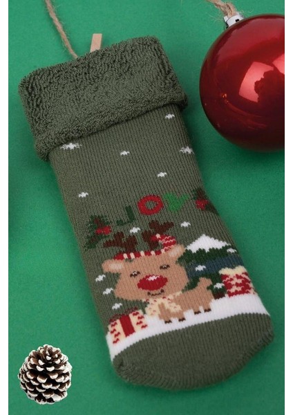 3 Çift Unısex Hediyelik Yeniyıl Temalı Çocuk Soket Havlu Çorap