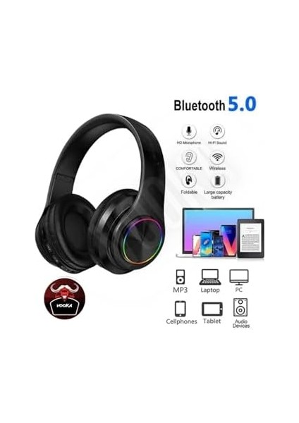 Vooka Togo M39 Bluetooth Kulaküstü Kulaklık LED Işıklı Mikrofonlu Kablosuz Kulak Üstü Kulaklık Uni modelleri