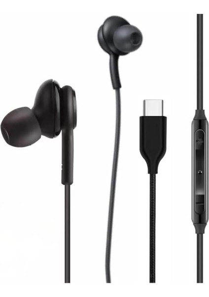 Type-C Kablolu Kulak Içi Kulaklık - Gürültü Önleyici Mikrofon, Dahili Ses Kontrol, Ergonomik Silikon Uçlar, Hd Ses, Tüm Type-C Cihazlarla Uyumlu (Siyah)