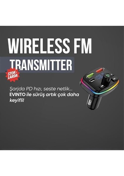 Bluetooth Araç Kiti - Fm Transmitter, Type-C & Çift USB Hızlı Şarj, Eller Serbest Arama, Kablosuz Müzik, Tf Kart & USB Destekli Araç Şarj Cihazı modelleri