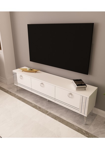 Lora Tv Ünitesi Gümüş | Beyaz - Beyaz modelleri