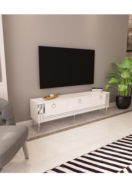 Lora Tv Ünitesi Gümüş | Beyaz - Beyaz fırsatları