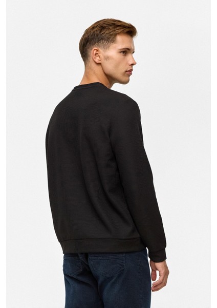 O Yaka Waffle Erkek Sweat SW2013700006 Siyah indirimleri