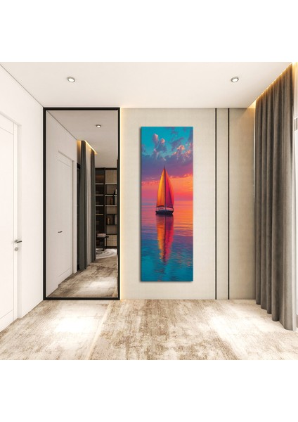 Panoramik Yelkenli Gün Batımı Manzara Kanvas Tablo – Dikey Deniz ve Gün Batımı Temalı Duvar Dekoru fırsatları