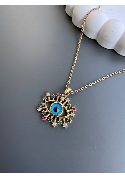 Nazar Boncuklu Çelik Kolye
