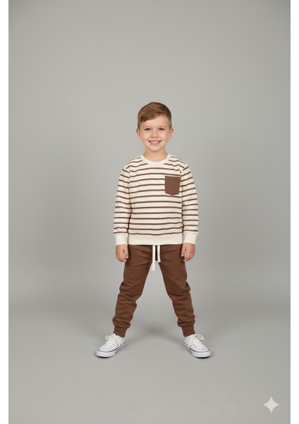 Erkek Çocuk Çizgili Supreme Kumaş Cep Detaylı Paça Ribanalı Takım - 1039698