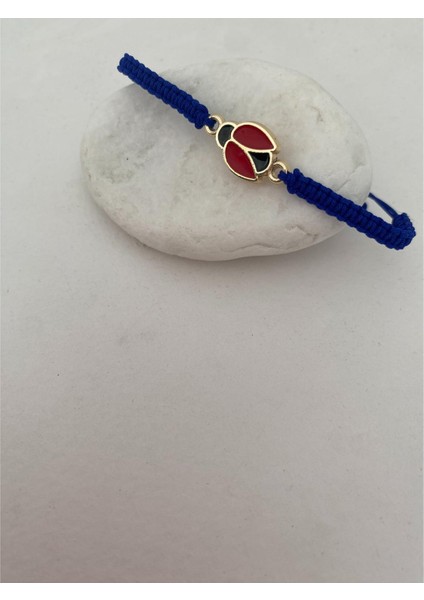 Uğur Böceği Figürlü Ayarlanabilir Bileklik Lacivert Renk