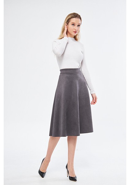 Midi Boy Süet Kiloş Etek Vizon fiyatları