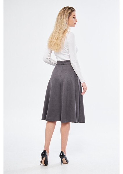 Midi Boy Süet Kiloş Etek Vizon fırsatları