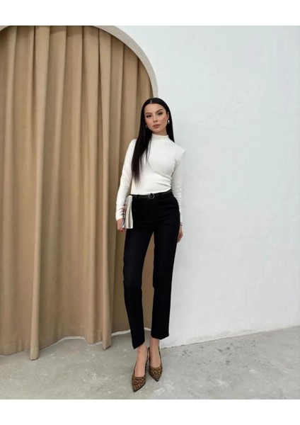 Siyah Kemerli Dabıl Kumaş Havuç Pantalon fiyatları
