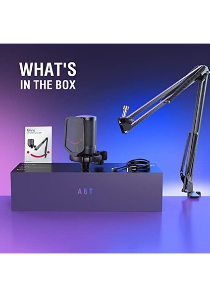 Fifine Ampligame A6T Twitch - Youtuber - Gamer - Tiktok - Yayıncı USB Mikrofon Seti (Siyah) fiyatları