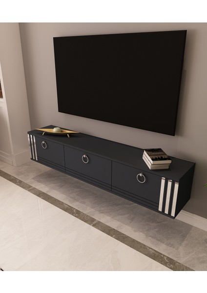 Hari Tv Ünitesi Duvara Monte Gümüş | Antrasit - Antrasit modelleri