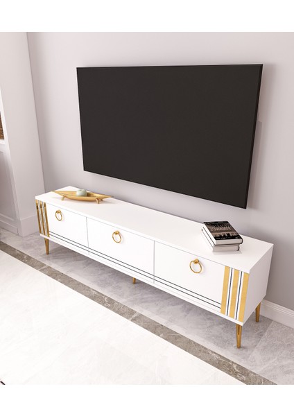 Altın Tv Ünitesi | Beyaz - Beyaz modelleri