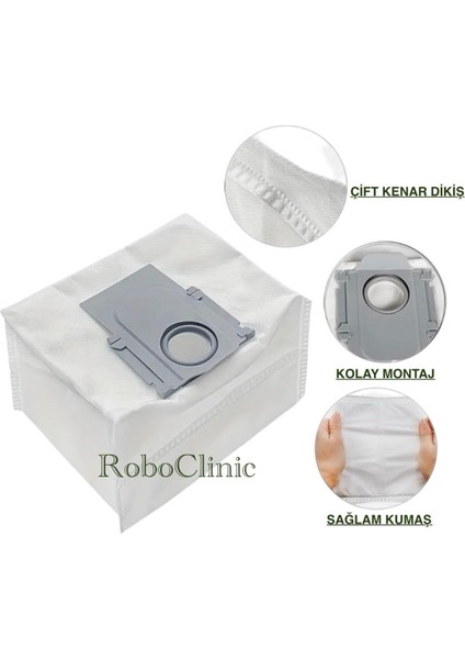 Roborock Q8 Max Plus Robot Süpürge Uyumlu Yedek Toz Torbası, Fırça, Hepa Filtre, Mop Set-11 Parça