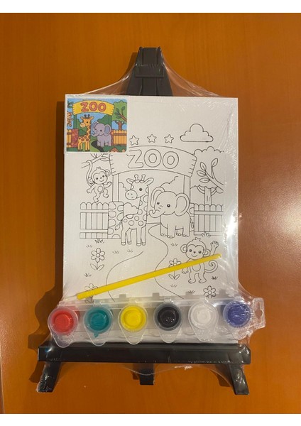 Çizimli Pres Tuval Seti 18 x 24 cm (Akrilik Boya + Fırça)