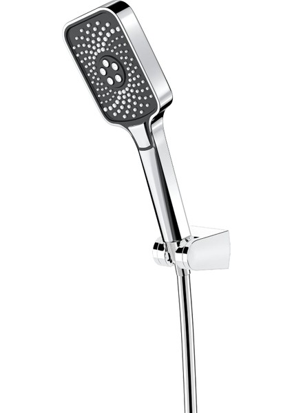 | Valtemo Krom Siyah, Butonlu Duş Başlığı 3'lü Set - Hortum + Mafsal + El Duşu modelleri