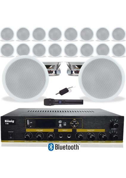 18’li Tavan Hoparlörlü El Mikrofonlu Bluetooth Anfi Ses Sistemi Seti