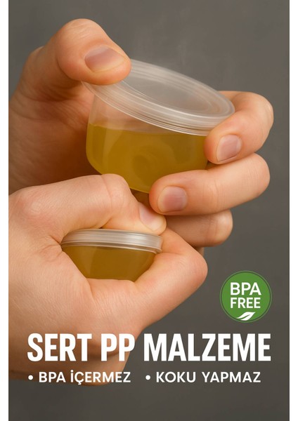 30 ml Kendinden Kapaklı Şeffaf Sosluk – Sızdırmaz, Sıcağa Dayanıklı, Tekrar Kullanılabilir 50’li Set modelleri