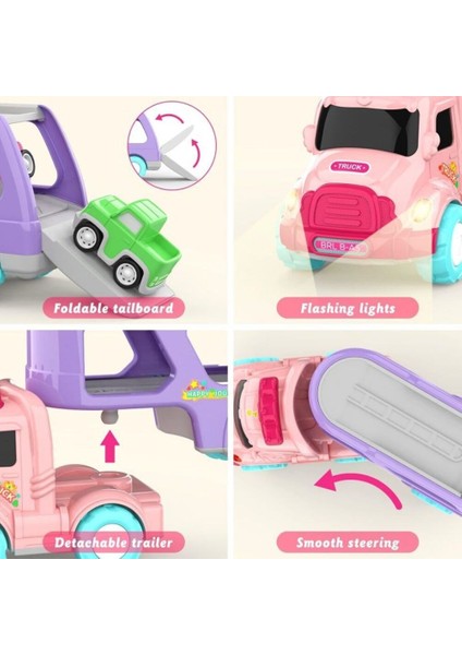 Sürtmeli Sesli Işıklı Araç Taşıyan Pembe Tır (4 Araçlı) fiyatları