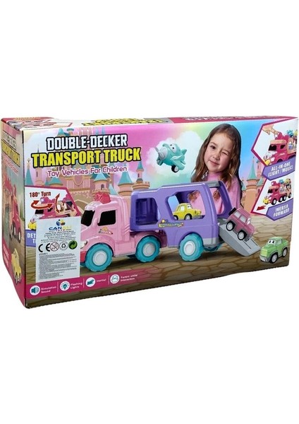 Sürtmeli Sesli Işıklı Araç Taşıyan Pembe Tır (4 Araçlı) modelleri