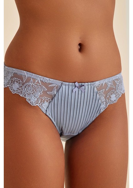 Paris Gri Mavi Dantelli Slip Külot