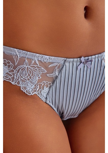 Paris Gri Mavi Dantelli Slip Külot