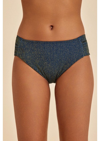 Maldives Lacivert Lurex Kumaş Bikini Alt