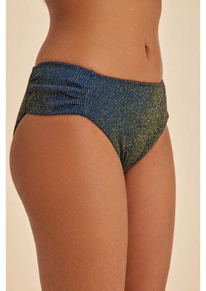 Maldives Lacivert Lurex Kumaş Bikini Alt