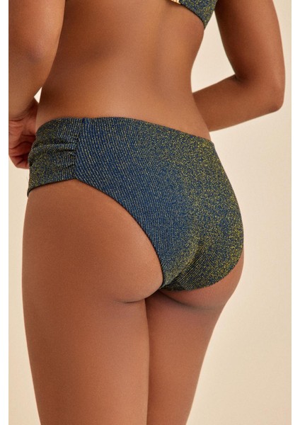 Maldives Lacivert Lurex Kumaş Bikini Alt