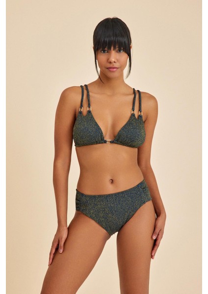 Maldives Lacivert Lurex Kumaş Bikini Alt