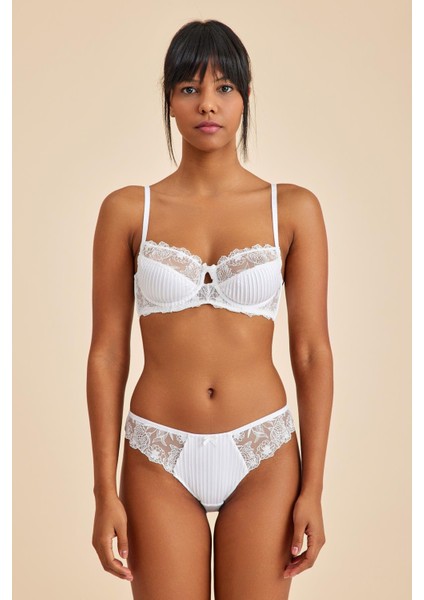Paris Ekru Dantelli Slip Külot