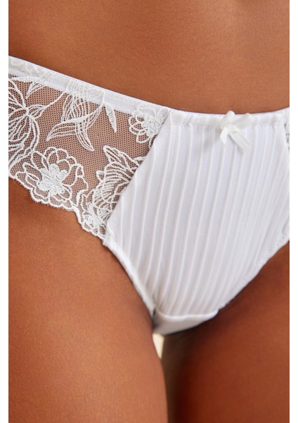 Paris Ekru Dantelli Slip Külot