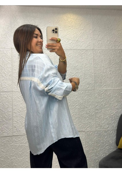 Dantelli Bebe Mavi Gömlek modelleri