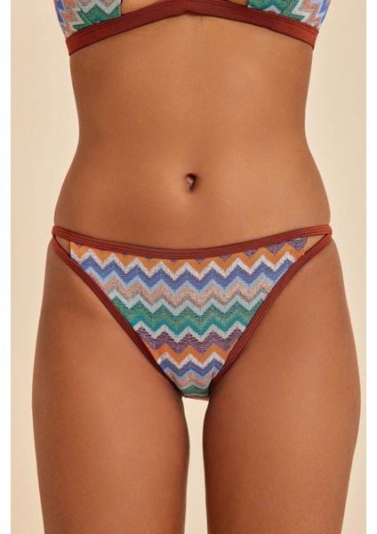 Hawaii Mocha Zikzak Desenli Slip Bikini Alt
