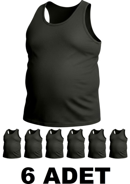 Büyük Beden Pamuklu Erkek Atleti 6'lı Paket - Siyah modelleri
