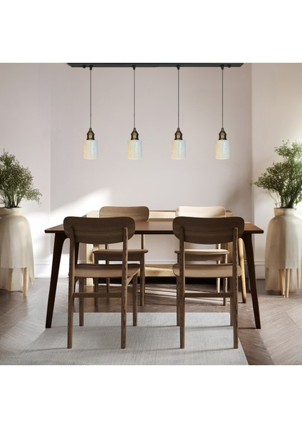 Tiny Beyaz Cam Dörtlü Avize Lale Başlık Retro Sarkıt Lamba Restoran Salon Aydınlatma