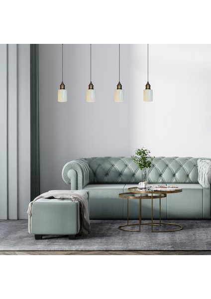 Tiny Beyaz Cam Dörtlü Avize Lale Başlık Retro Sarkıt Lamba Restoran Salon Aydınlatma fırsatları