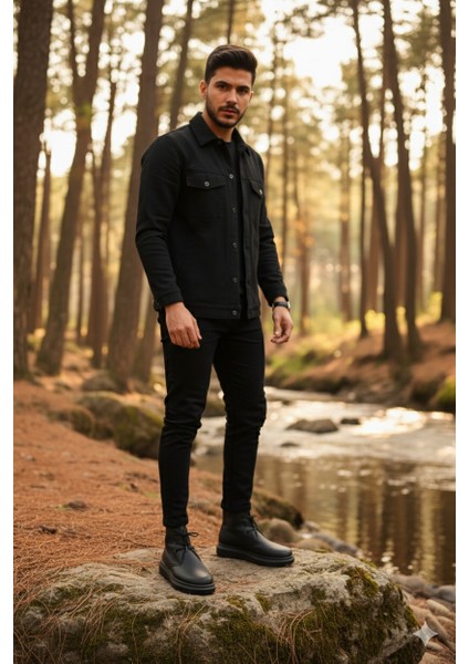 ZRJ207 Bağcıklı Ortopedik Taban Siyah Erkek Spor Bot modelleri