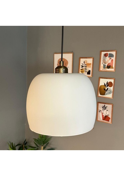 Dijon Beyaz Cam Sarkıt Avize Yarım Lale Eskitme Başlık Salon Mutfak Avizeleri Pastane Modelleri