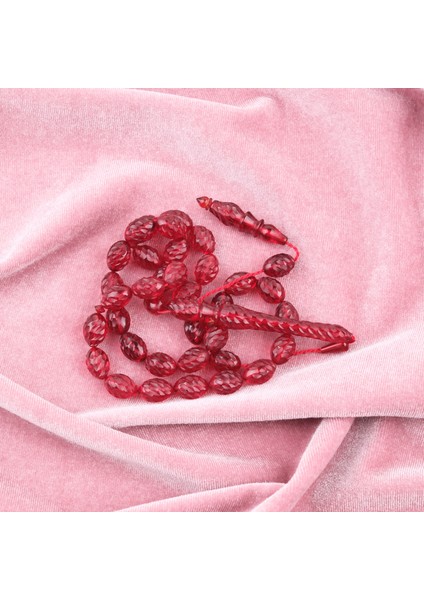 Ateş Kehribar Kalem Işçilikli El Işlemli Beyzi Kesim 9X11MM Tesbih indirimleri