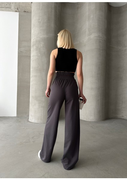 Kadın Antrasit Yüksek Bel Geniş Kemer Çımalı Bol Paça Eşofman Altı fırsatları