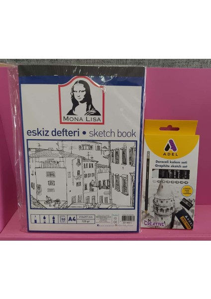 Eskiz Defteri (A4 Boyutunda ) , Adel Dereceli Kalem Seti